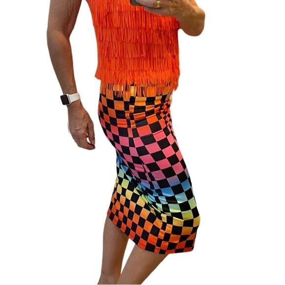 Jaded London Rainbow Checker Colorful Skirt.Size L - Picture 7 of 14